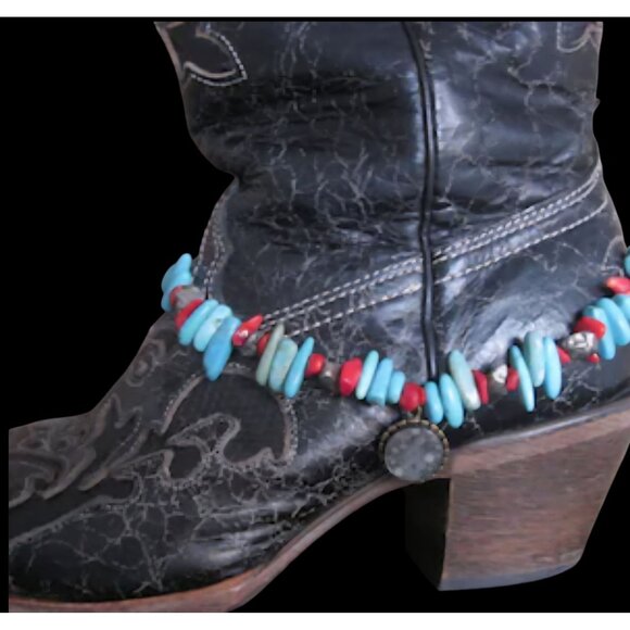 Boot Bling or Choker Necklace Turquoise Coral Western Southwestern - Picture 1 of 4